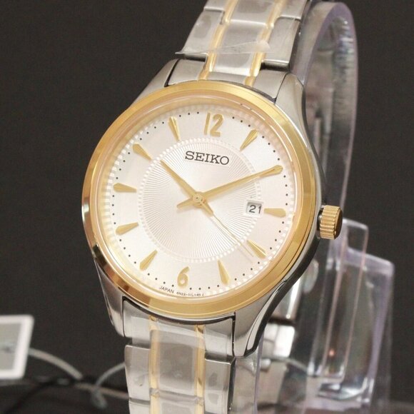 Ladies Seiko Essentials Two Tone Textured Dial 30mm - Picture 1 of 12